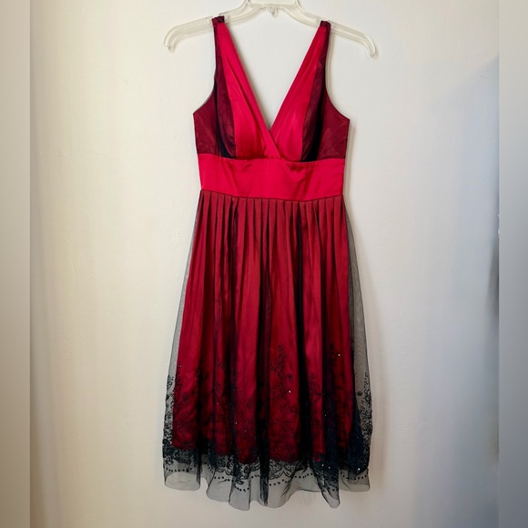 Metaphor Dresses & Skirts - Metaphor Red and Black Embellished Satin Dress, Size 10